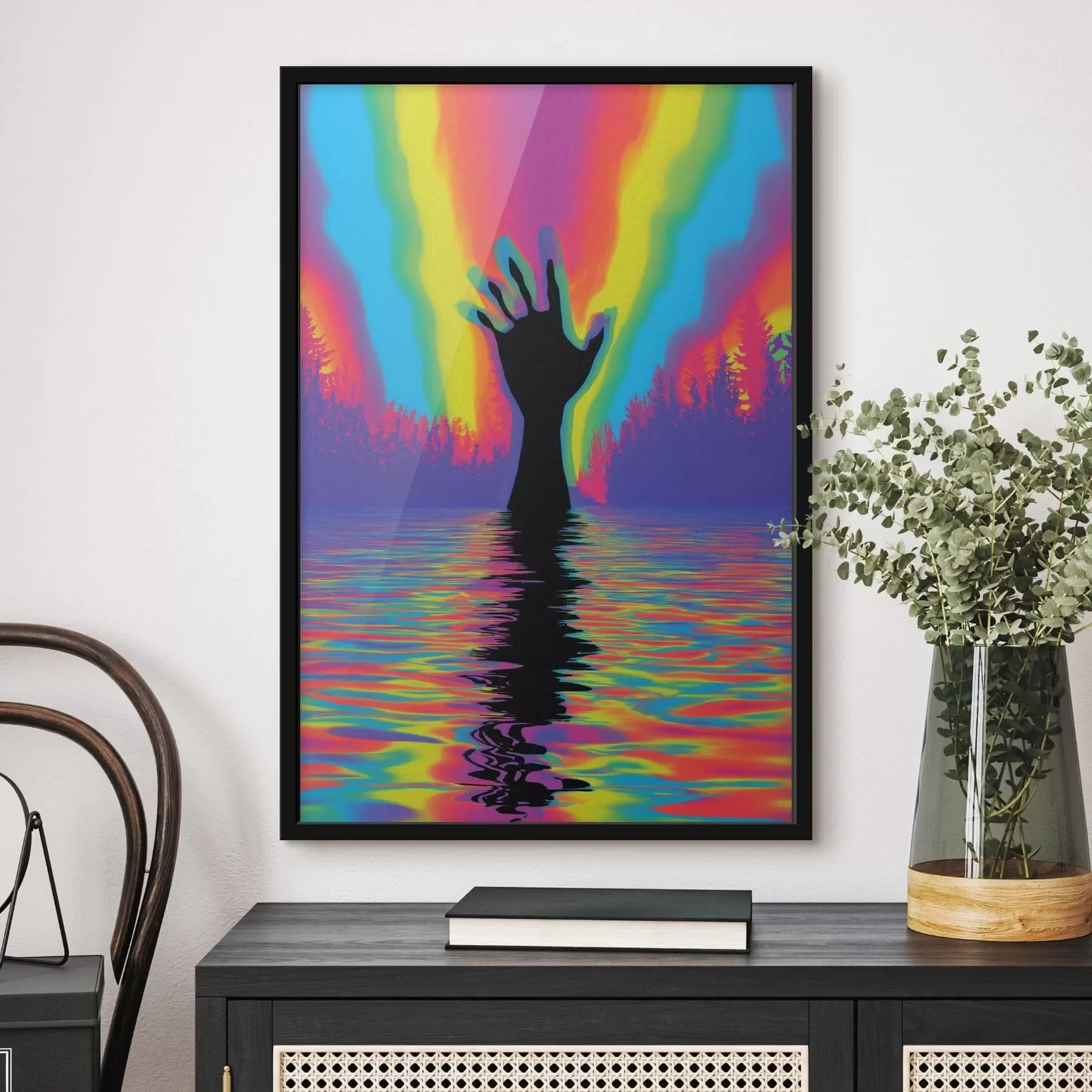 fotószőnyeg Kéz sziluettje a víz felett f47903