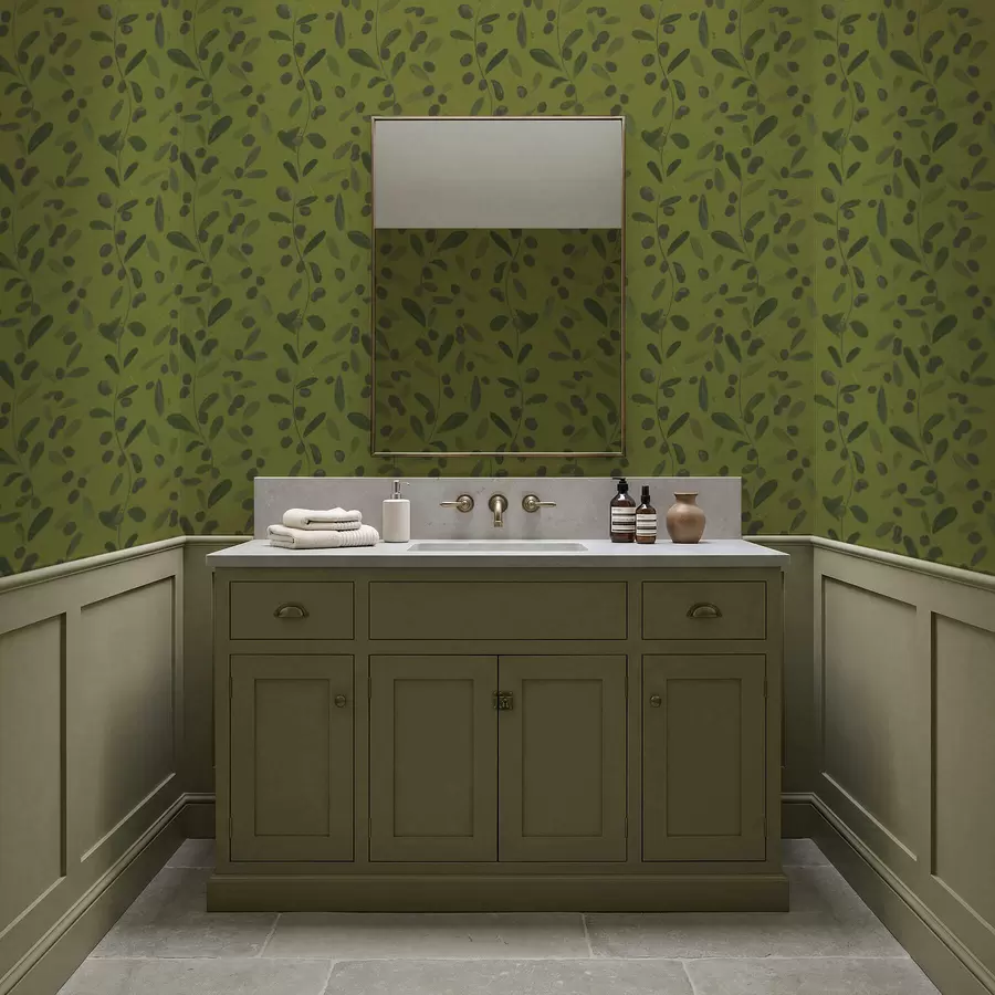 fotószőnyeg Zöld ágak levelekkel és bogyókkal az olajfán a01113