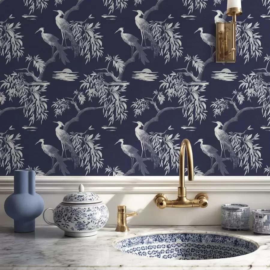 fotószőnyeg Madarak ágon sötétkék háttér előtt a01116v1