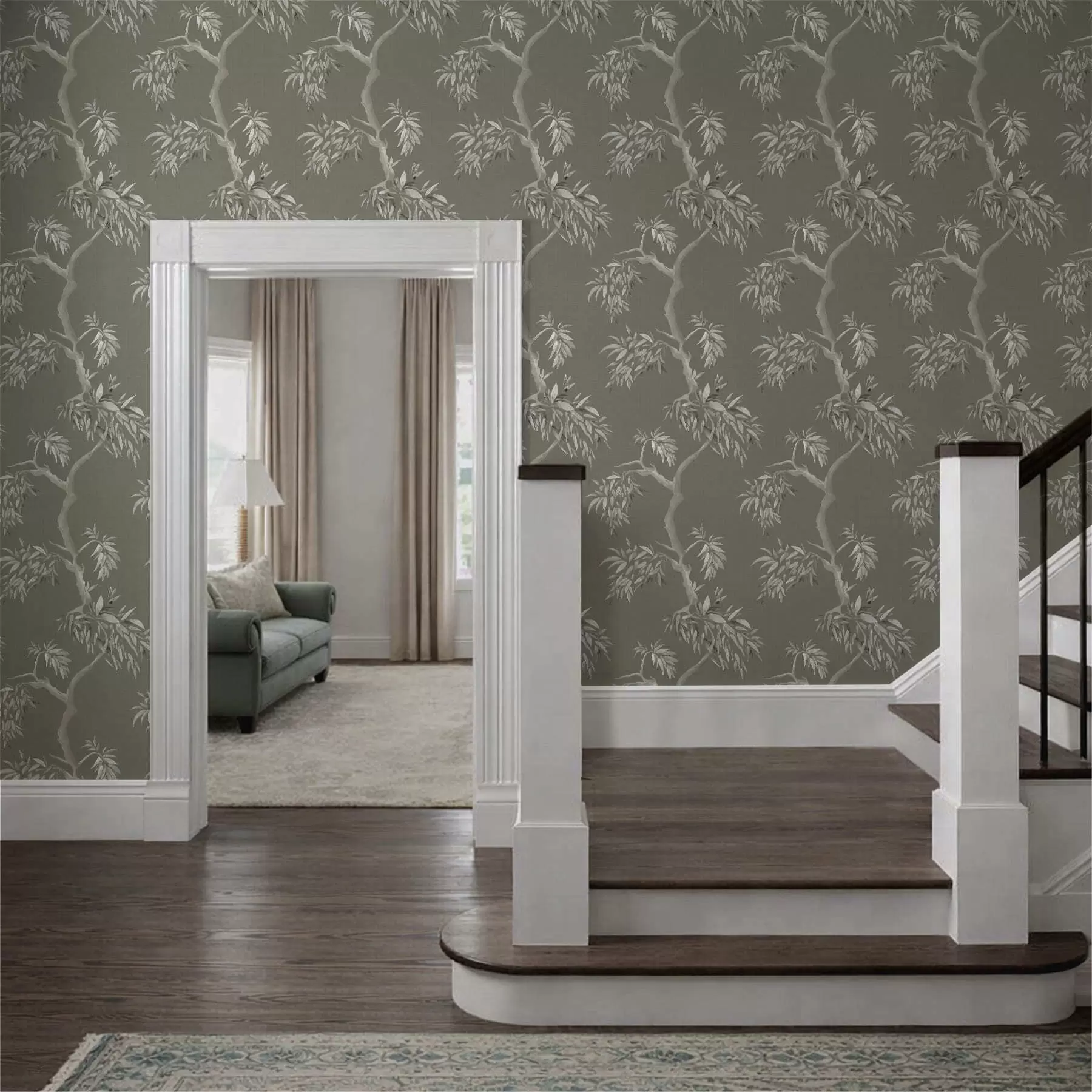 fotószőnyeg Könnyű ág levelekkel olíva háttérrel a01117v1