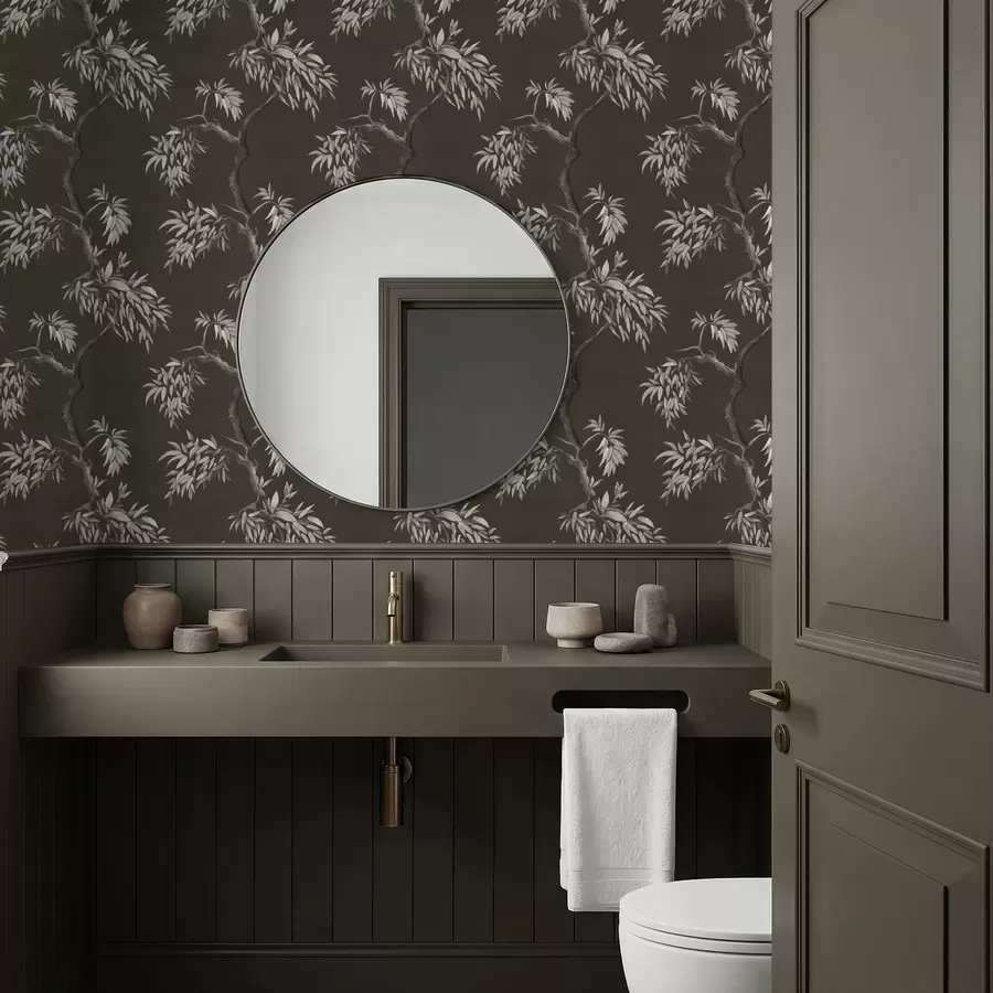 fotószőnyeg Monokróm ág levelekkel sötét háttér előtt a01117v2