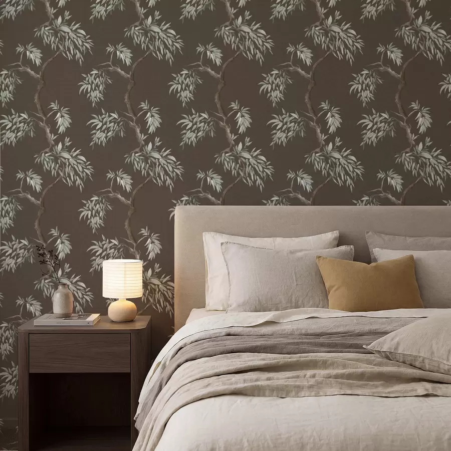 fotószőnyeg Faág levelekkel barna háttér előtt a01117v3