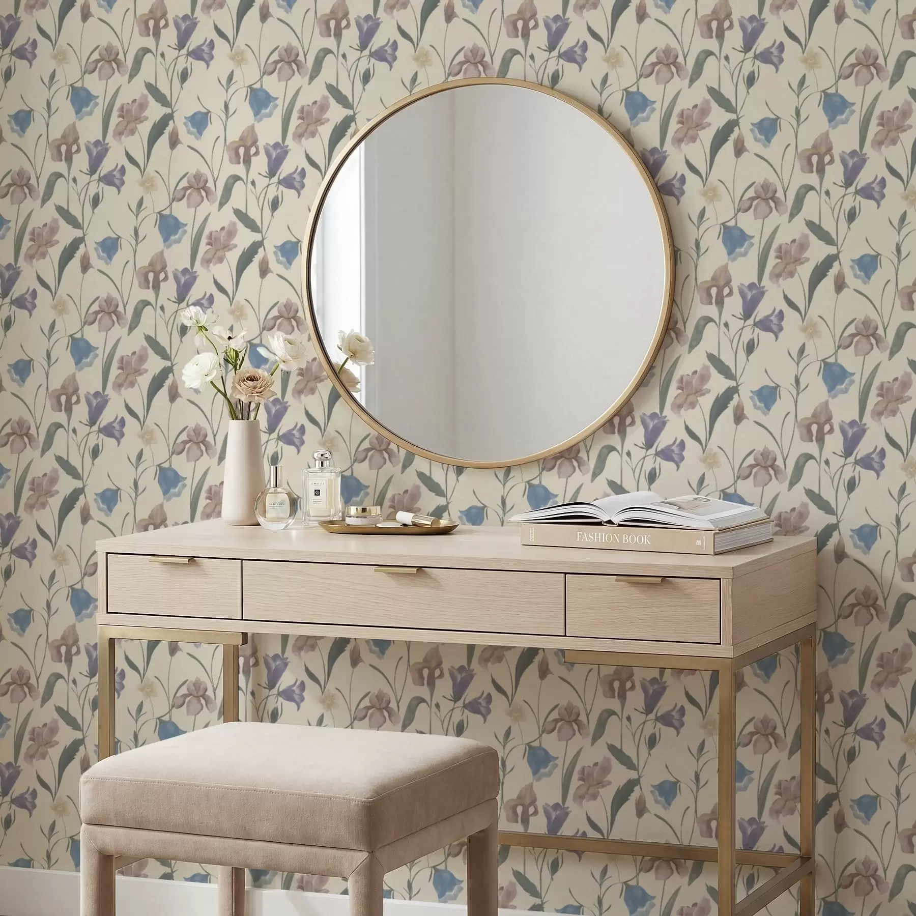 fotószőnyeg Pasztell virágmintás, világos háttérrel a01118