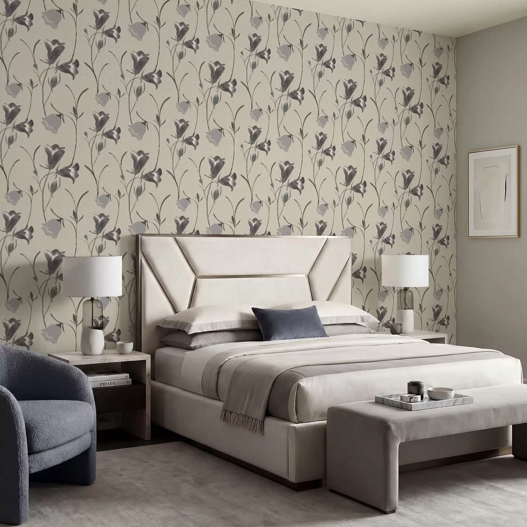 fotószőnyeg Szürke harangvirágok világos bézs háttér előtt a01119