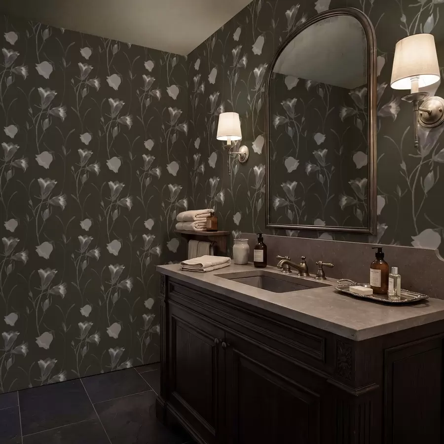 fotószőnyeg Szürke harangvirágok sötét háttér előtt a01119v1