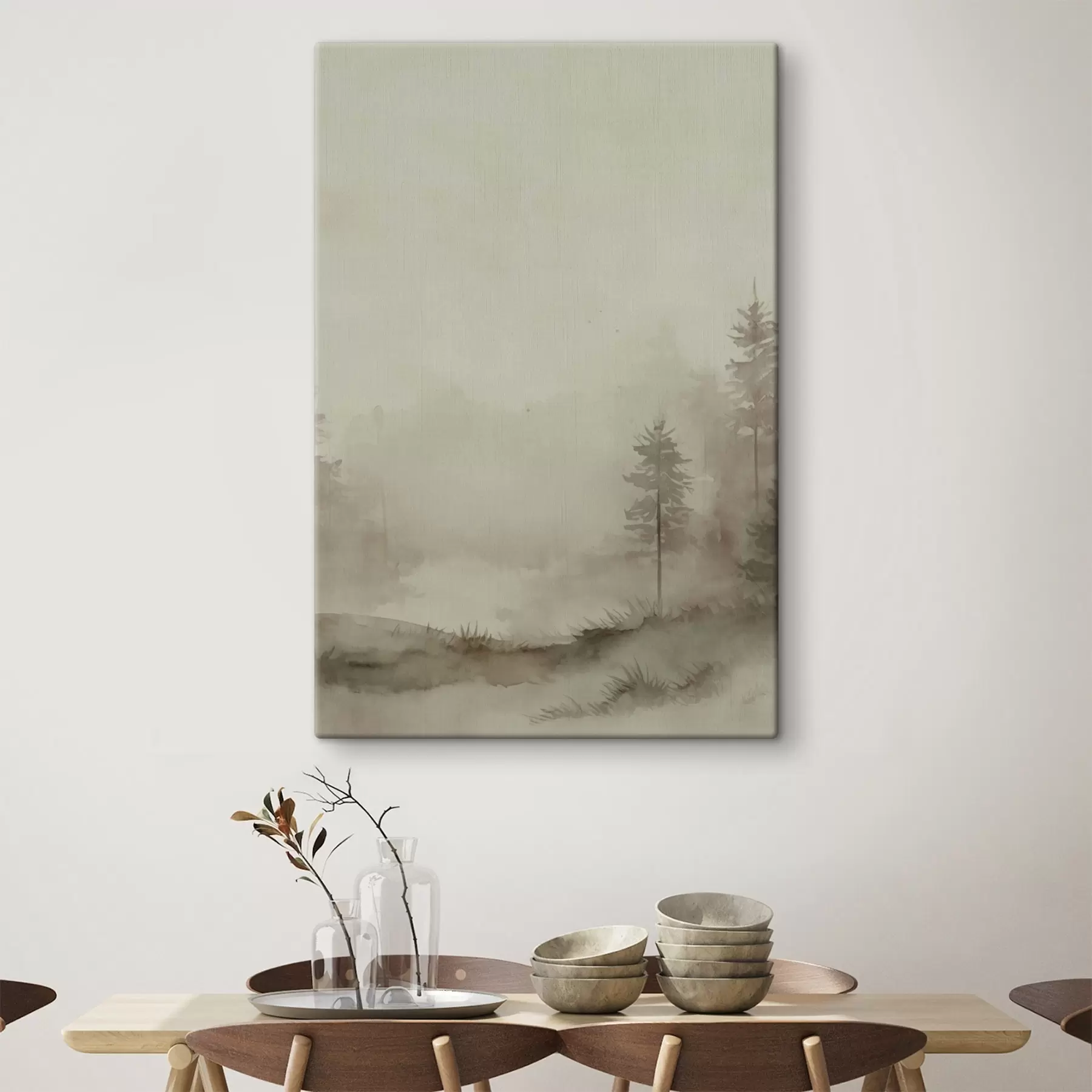 fotótapéta Tűlevelű erdő, akvarell imitáció s47997