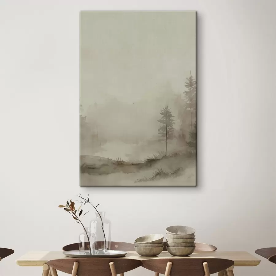 fotótapéta Tűlevelű erdő, akvarell imitáció s47997