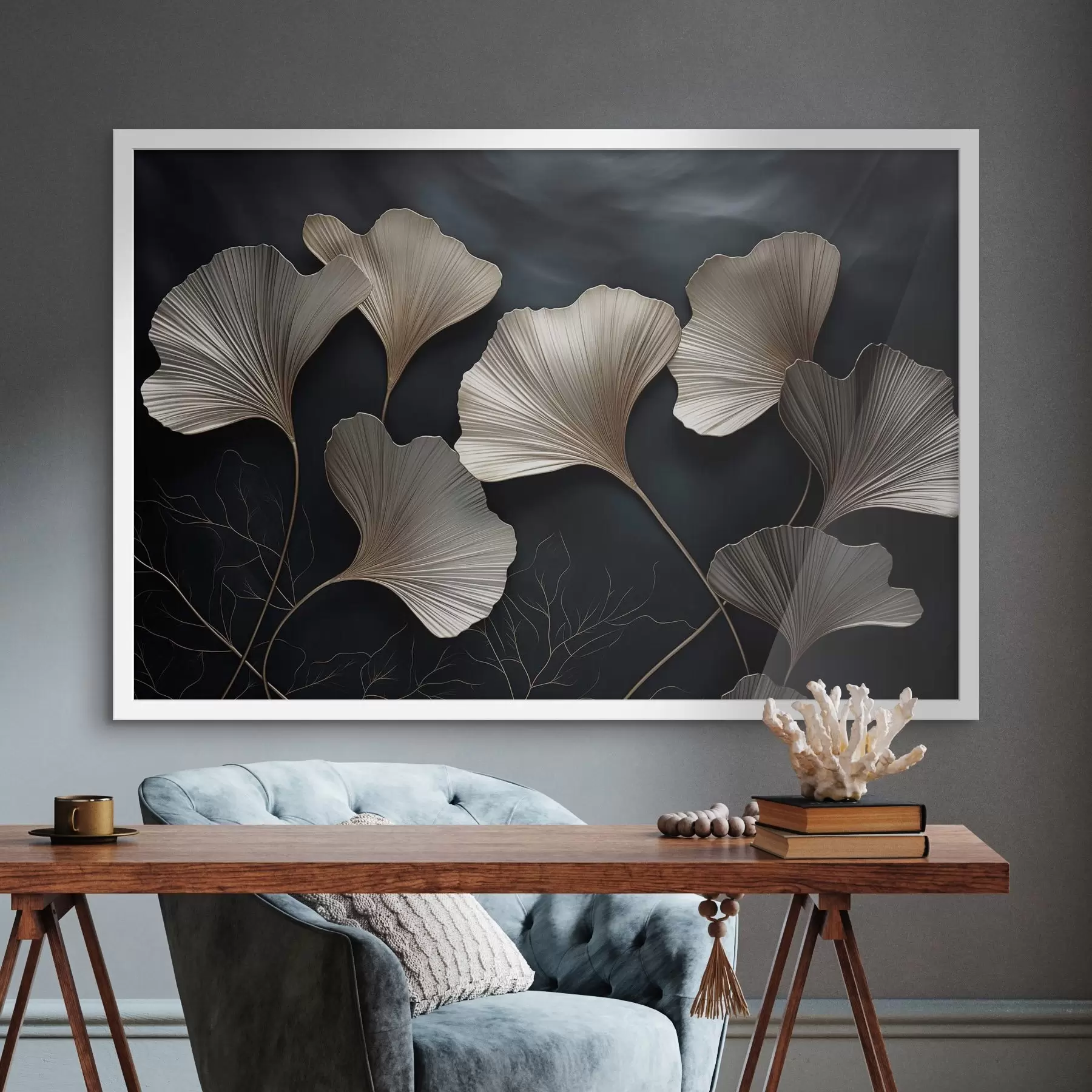 fotószőnyeg Ginkgo levelek sötét háttér előtt f48008