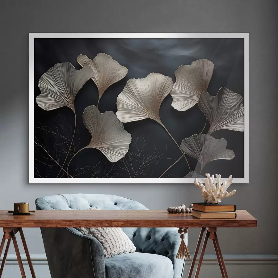 fotószőnyeg Ginkgo levelek sötét háttér előtt f48008