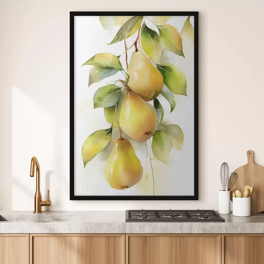 fotószőnyeg lédús sárga körte akvarell stílusban f47931