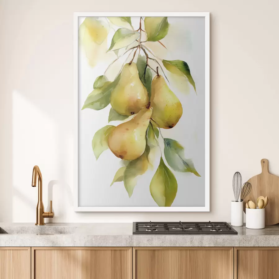 fotószőnyeg lédús sárga körte akvarell stílusban f47932