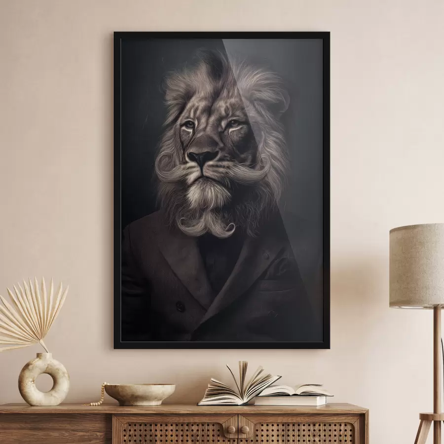 fotószőnyeg borbélyüzlet stílusú szakállú oroszlán f47947