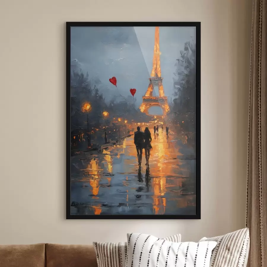 fotószőnyeg romantikus séta Párizsban olajfestmény stílusban f47952