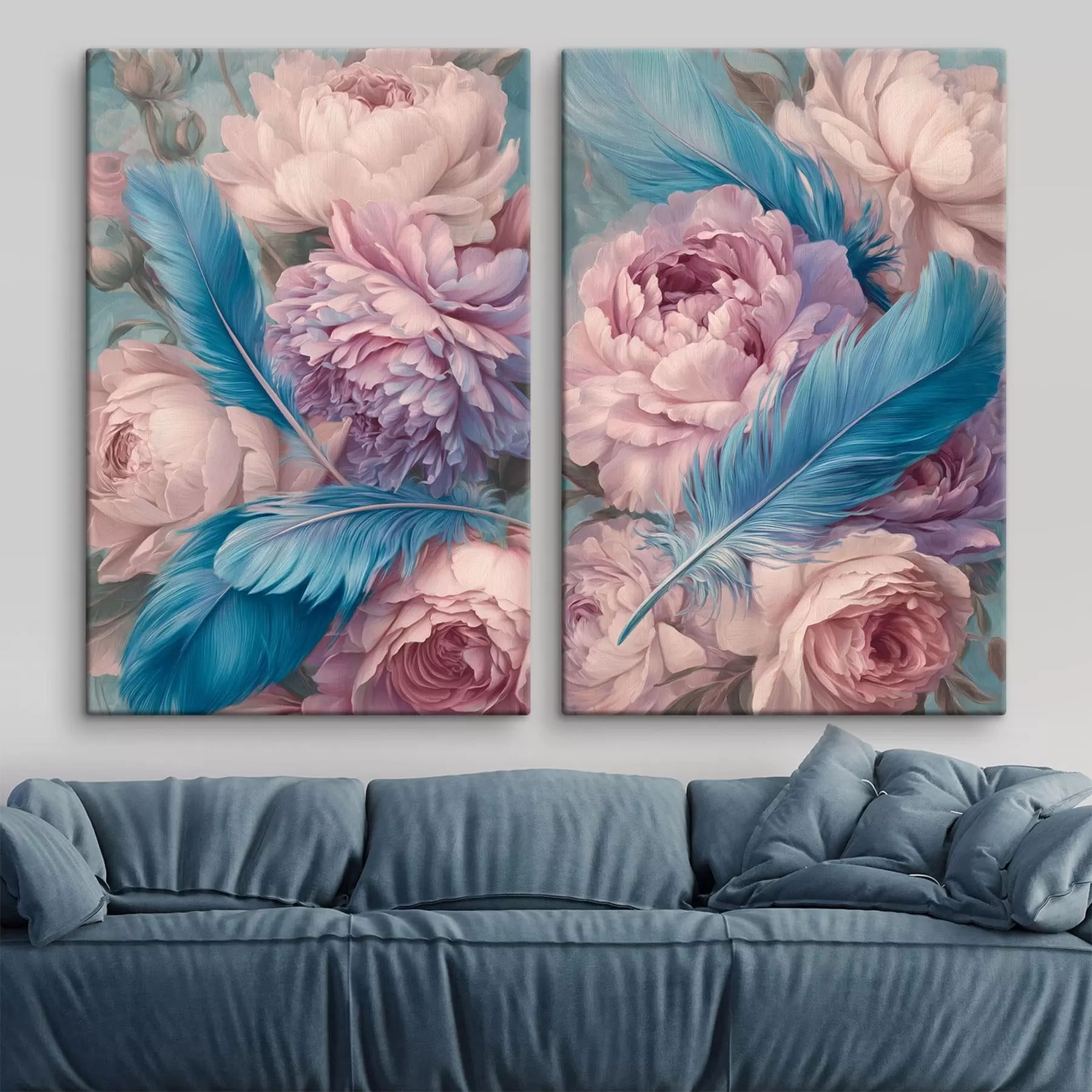 fotótapéta tollak a pünkösdi rózsák között m30092