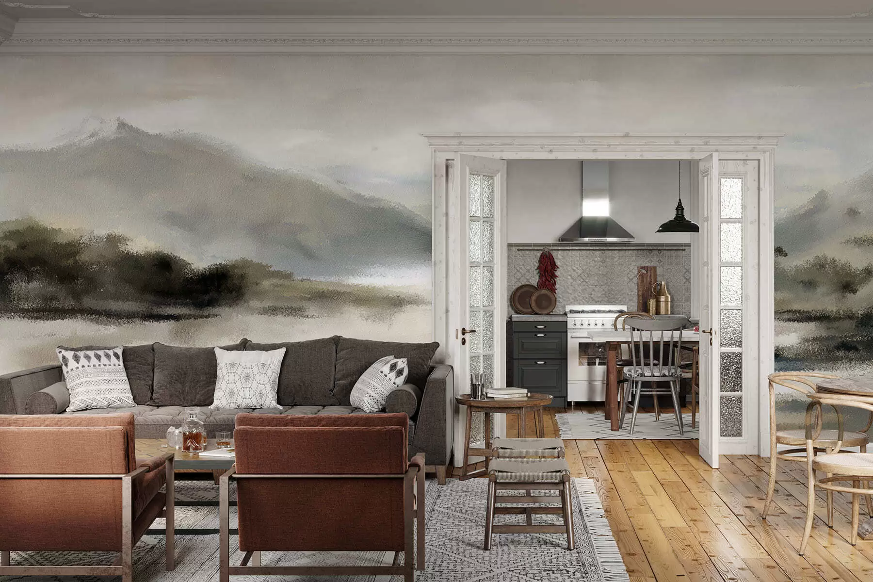 fotószőnyeg Festett hegyek w05248