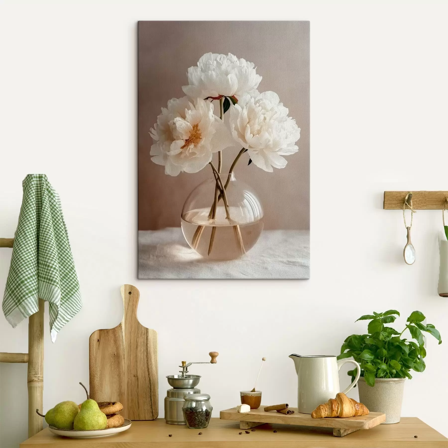 fotótapéta levegős, minimalista csendélet pünkösdi rózsákkal s48119