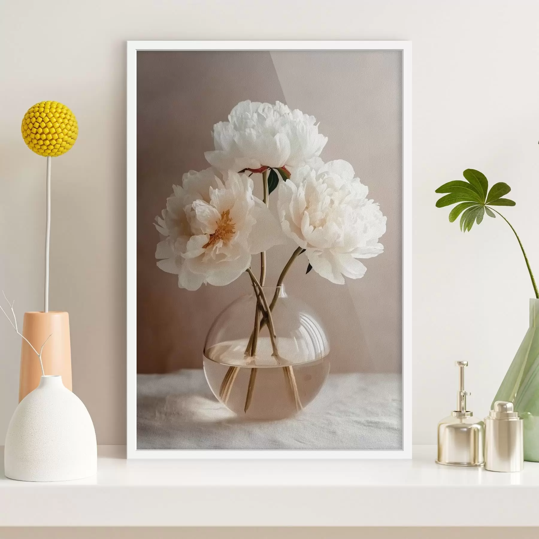 fotószőnyeg levegős, minimalista csendélet pünkösdi rózsákkal f48119