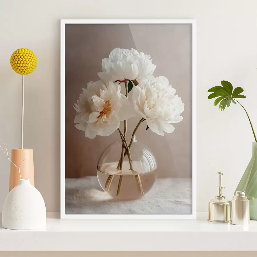 fotószőnyeg levegős, minimalista csendélet pünkösdi rózsákkal f48119