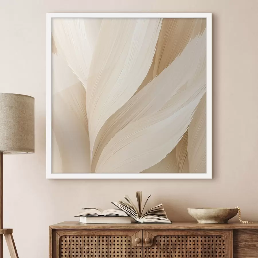fotószőnyeg Könnyű, tollszerű formák bézs árnyalatokban f48096