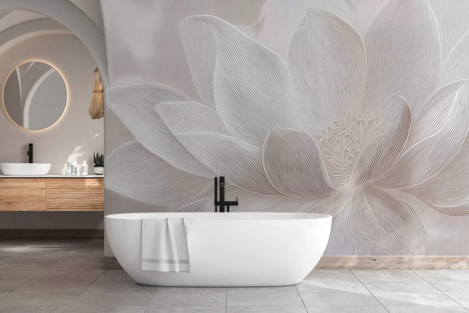 fotószőnyeg Absztrakt, áramló hullámok világos bézs árnyalatokban w05266