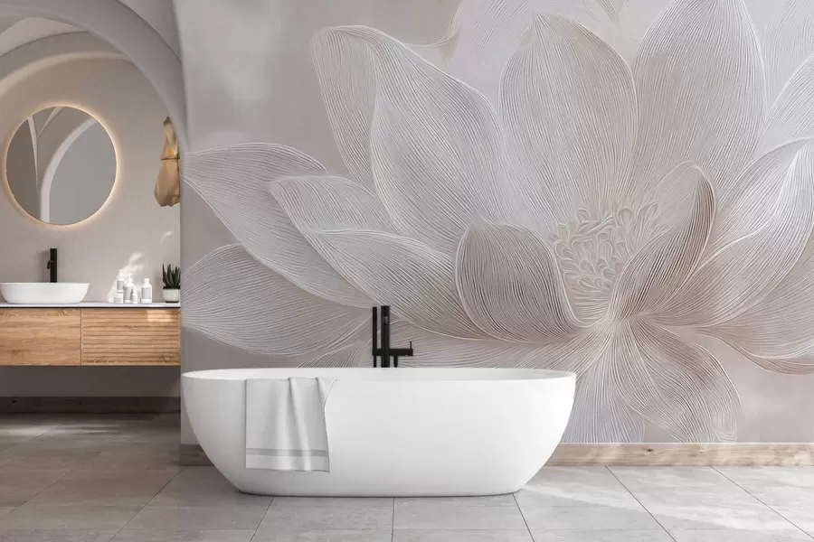 fotószőnyeg Absztrakt, áramló hullámok világos bézs árnyalatokban w05266