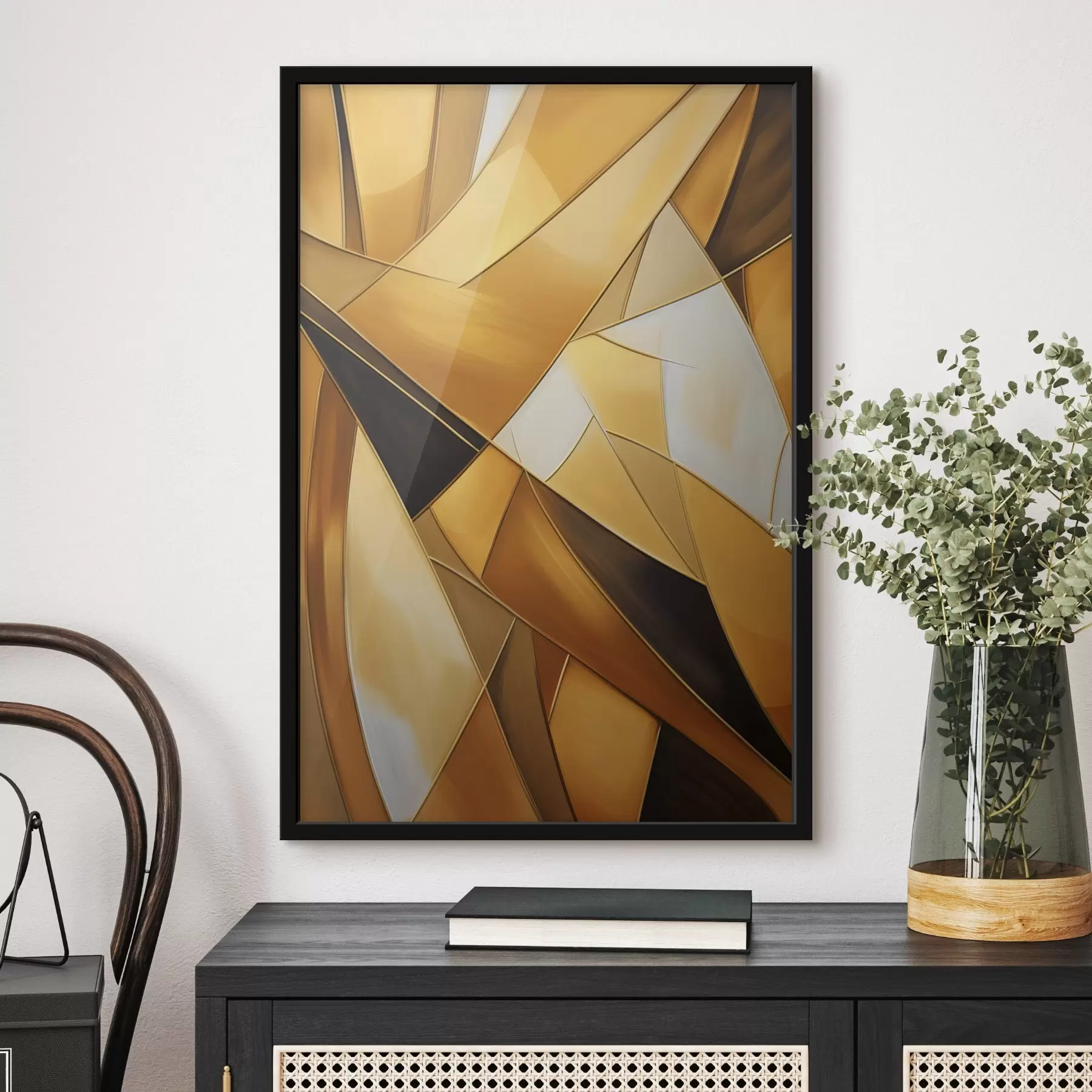 fotótapéta Absztrakt geometriai formák narancssárga, barna és fehér árnyalatokban, vékony kontúrokkal, texturált háttérrel f47863