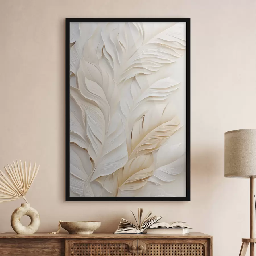 fotószőnyeg Krém színű tollak egymást átfedve, puha, világos háttérrel f47884