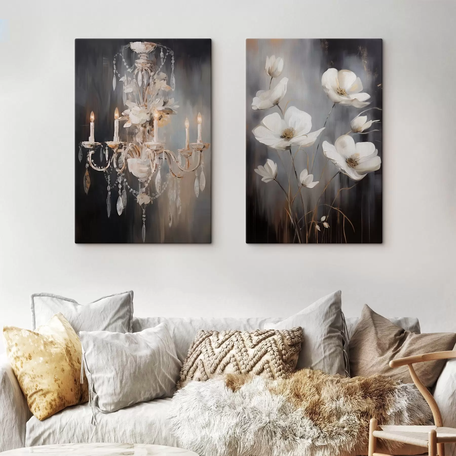 fotótapéta Absztrakt, díszes csillár gyertyákkal és virágdíszekkel, sötét, texturált háttér előtt m30049