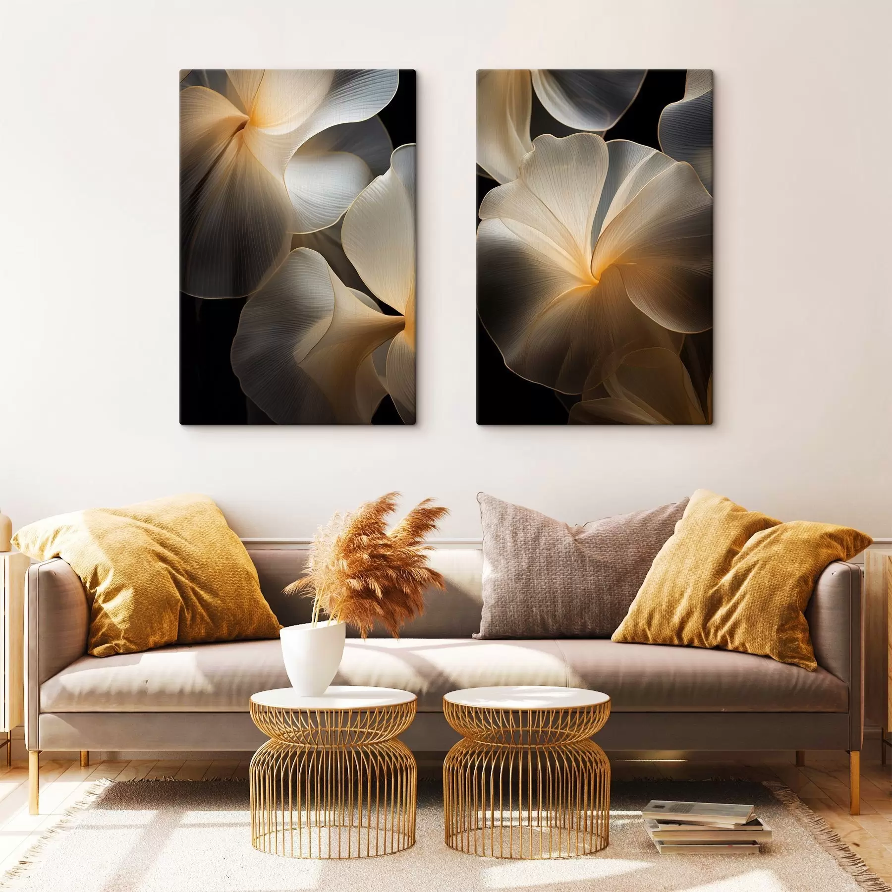 fotótapéta Absztrakt, áttetsző szirmok finom vonalakkal, sötét háttér előtt m30050