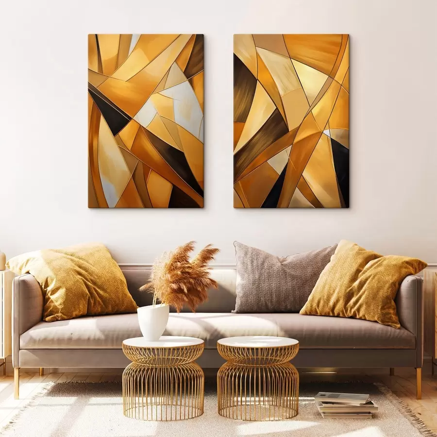 fotótapéta Absztrakt geometriai formák narancssárga, barna és fehér árnyalatokban, vékony kontúrokkal, texturált háttérrel m30052