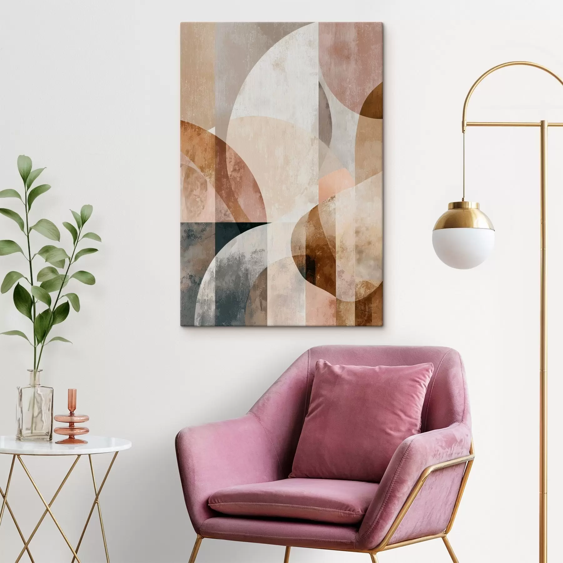 fotótapéta Modern kompozíció kör alakú formákkal és függőleges vonásokkal s47980