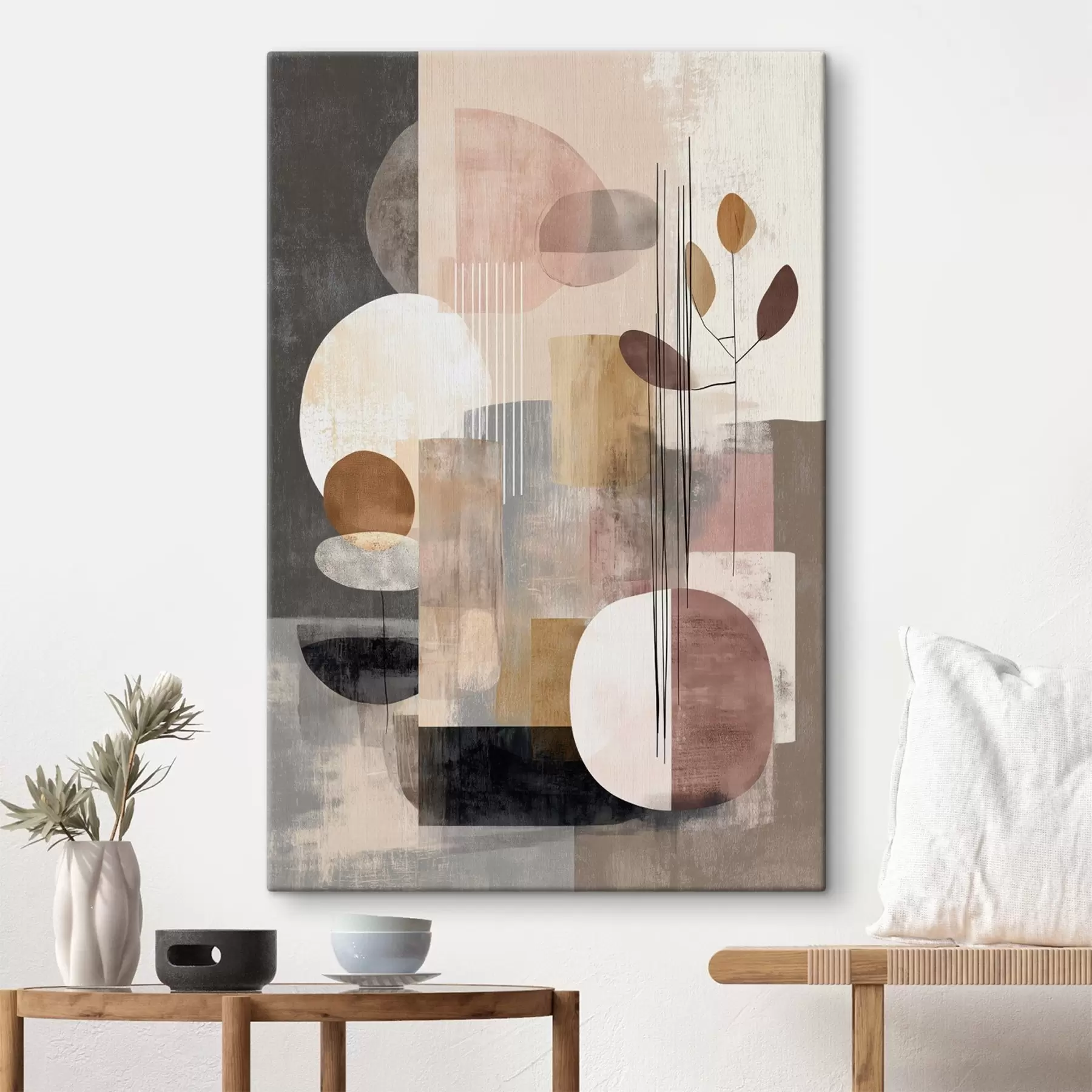 fotótapéta Botanikai elemekkel díszített kollázs digitális festészeti stílusban s47981