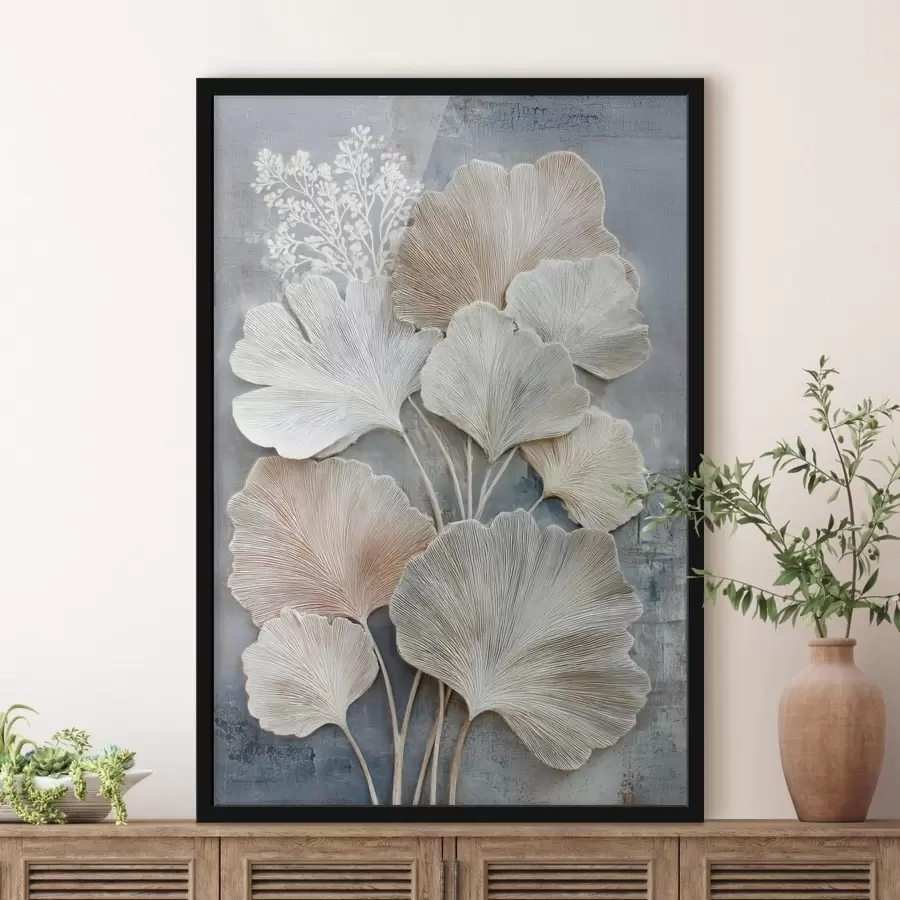 fotószőnyeg Absztrakt virágkompozíció bézs-kék színpalettában f47963