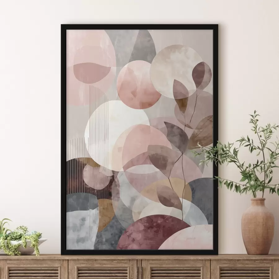 fotószőnyeg Geometrikus formák és botanikai elemek modern minimalista stílusban f47975