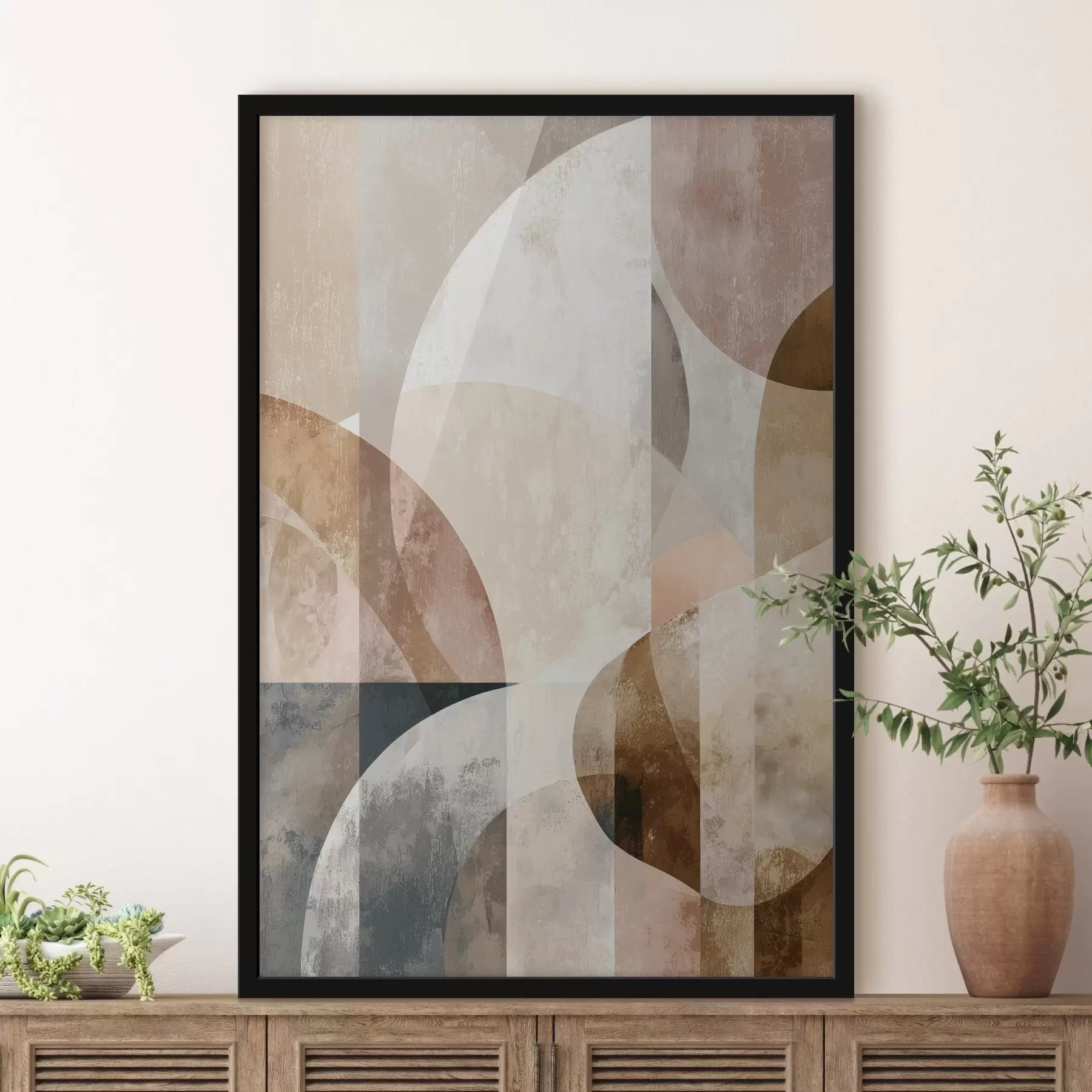 fotószőnyeg Modern kompozíció kör alakú formákkal és függőleges vonásokkal f47980