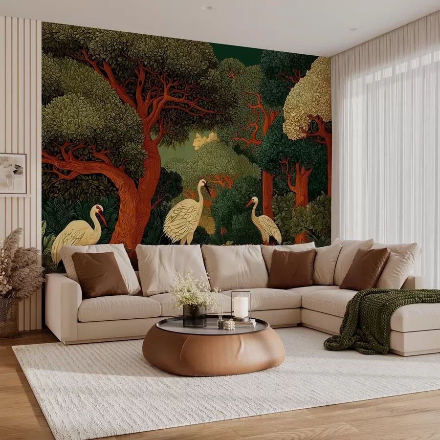 fotószőnyeg Erdő darvakkal w05259