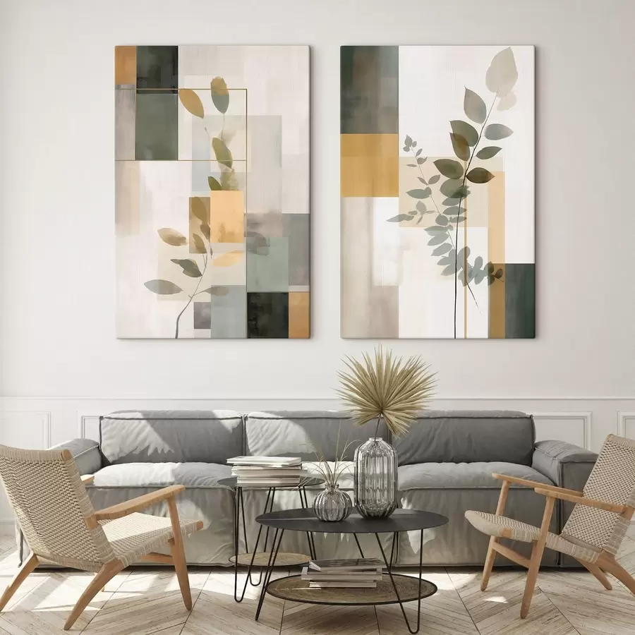 fotótapéta Geometrikus absztrakció levelek ágakkal m30128