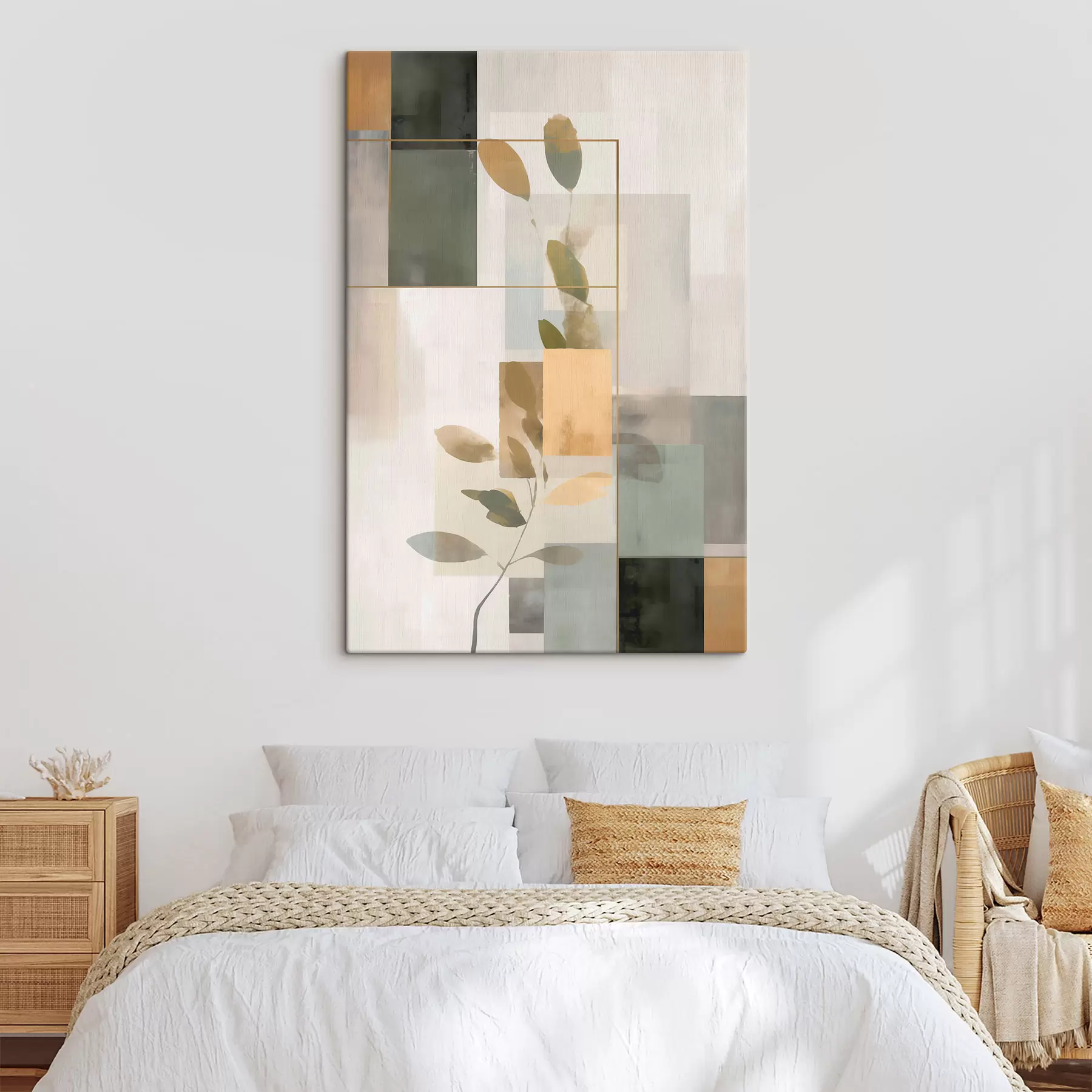 fotótapéta Geometrikus absztrakció levelek ágakkal s48020