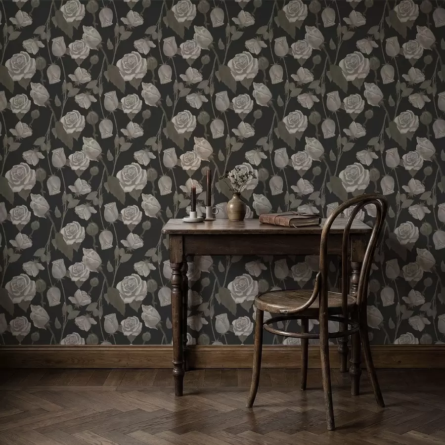 fotószőnyeg Virágmintás, rózsákkal, sötét háttérrel a01123