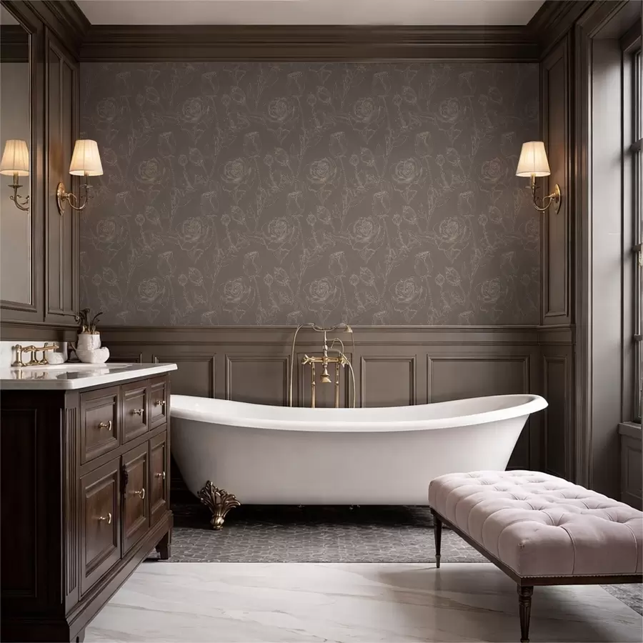 fotószőnyeg Sötét rózsás minta barna háttérrel a01124v1