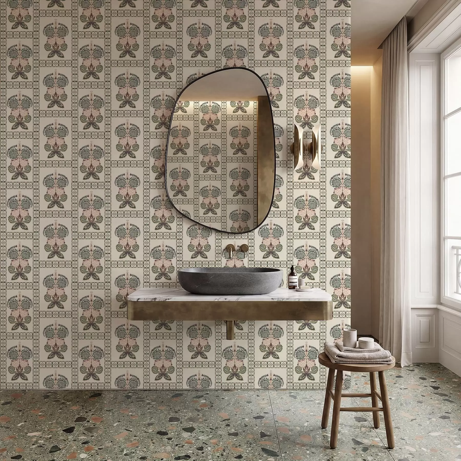 fotószőnyeg Dekoratív minta pillangókkal és virágokkal a01125