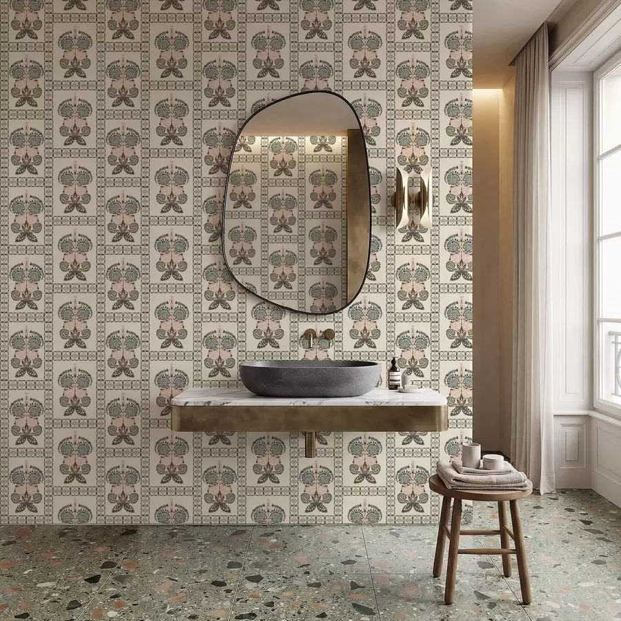 fotószőnyeg Dekoratív minta pillangókkal és virágokkal a01125