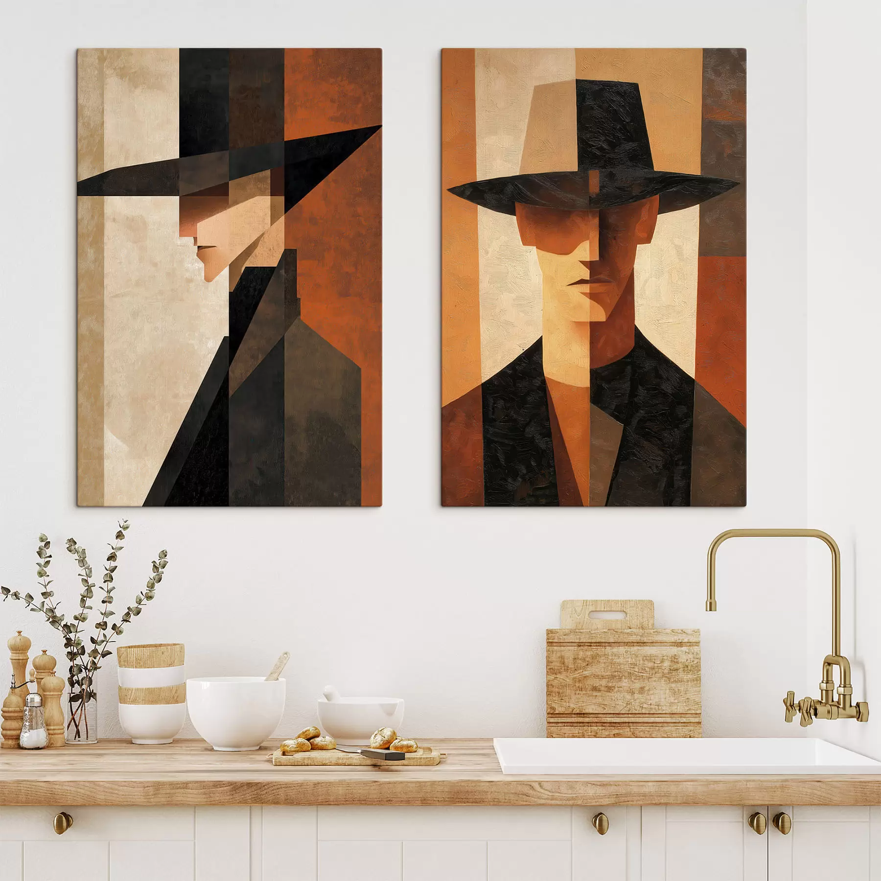 fotótapéta Geometrikus portré egy kalapos férfiról m30157