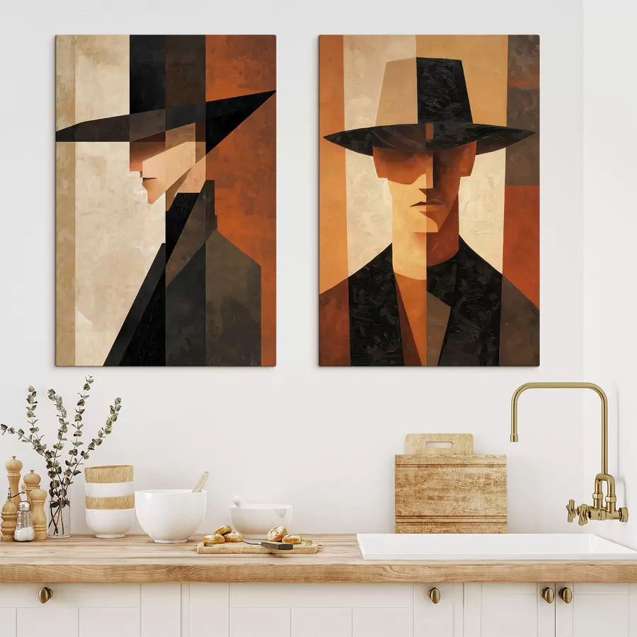 fotótapéta Geometrikus portré egy kalapos férfiról m30157