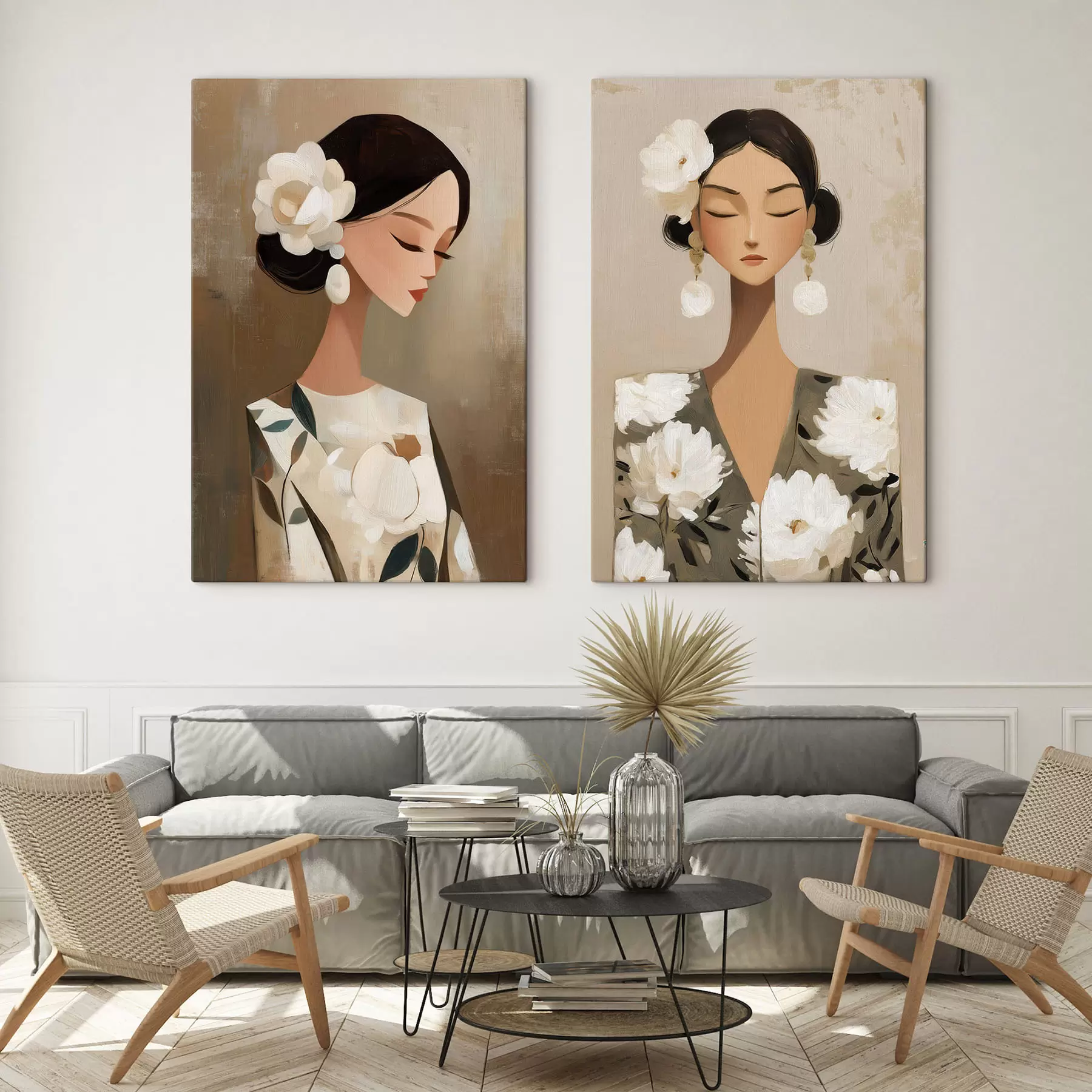 fotótapéta Női portré fehér virággal a hajában m30164