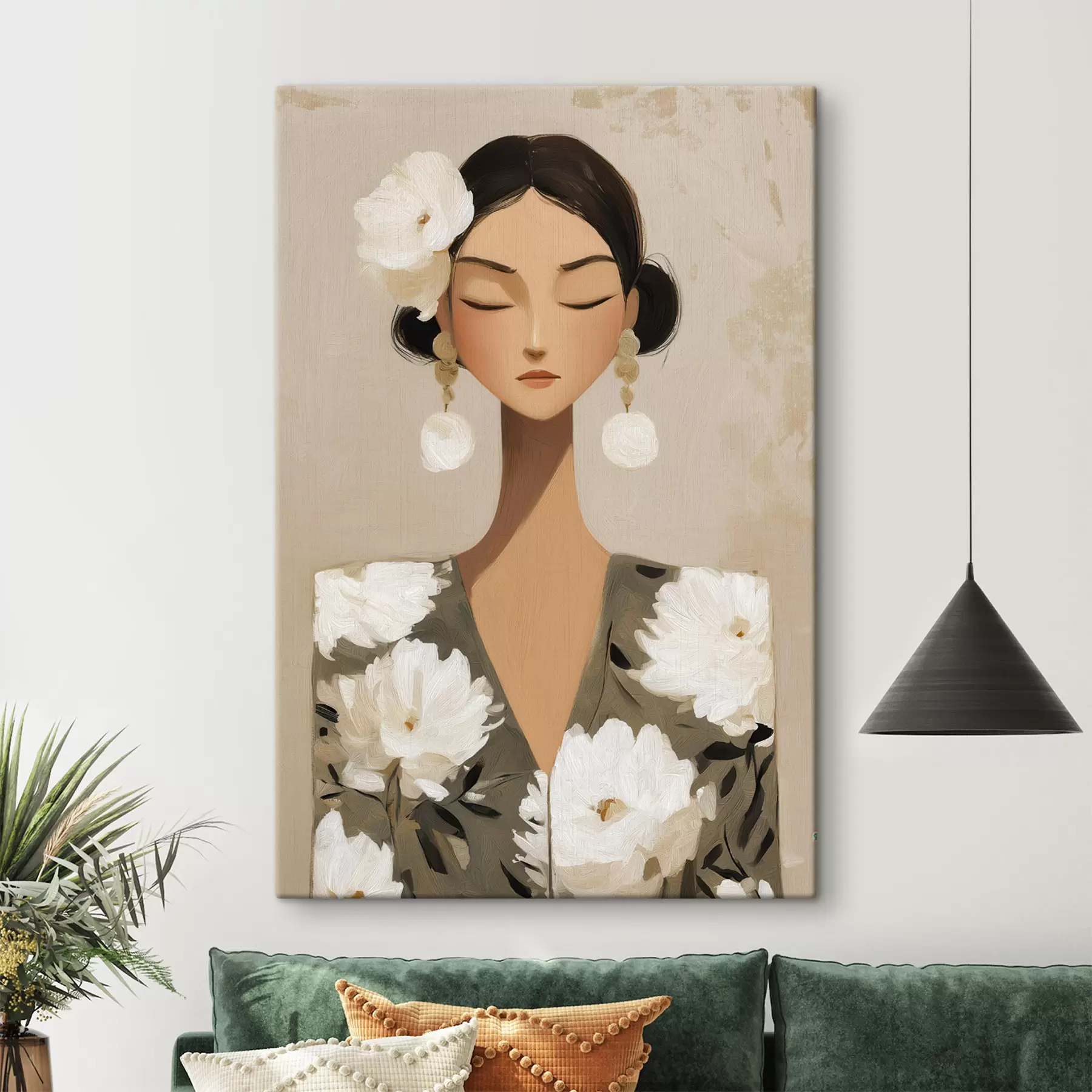 fotótapéta Lány virággal a hajában s48233