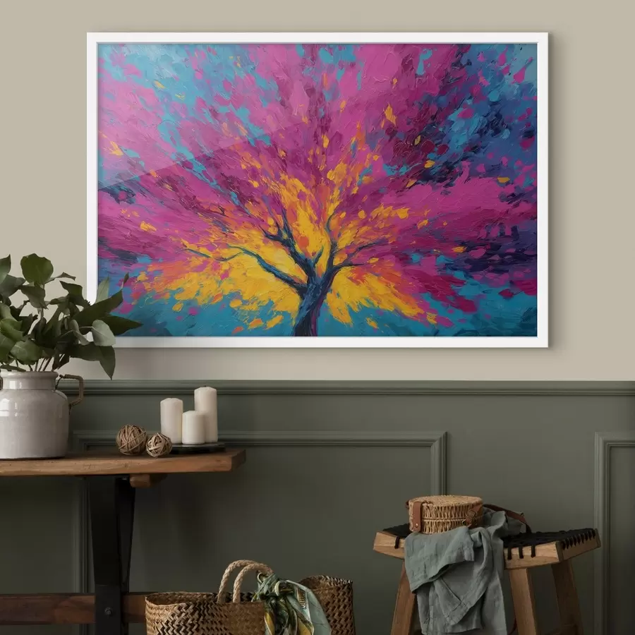 fotószőnyeg Színes fa f48228