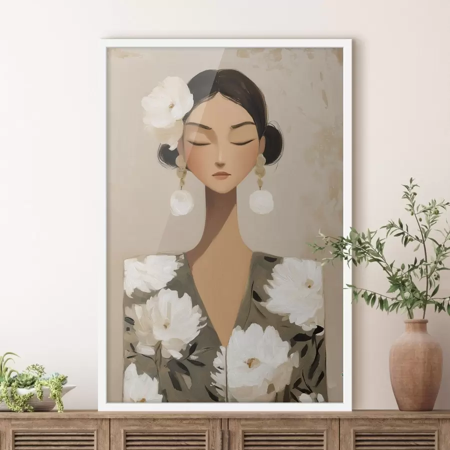 fotószőnyeg Lány virággal a hajában f48233