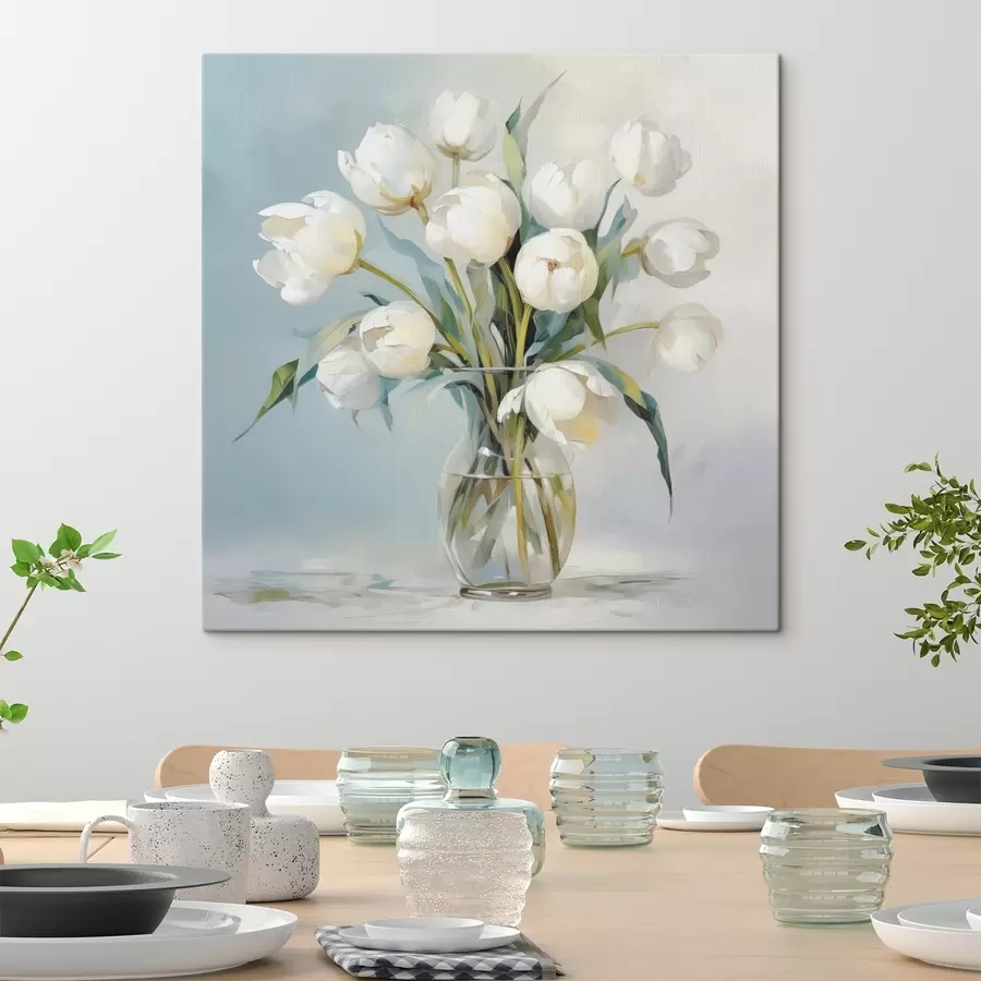 fotótapéta Tulipánok egy vázában festmény utánzatban s48266