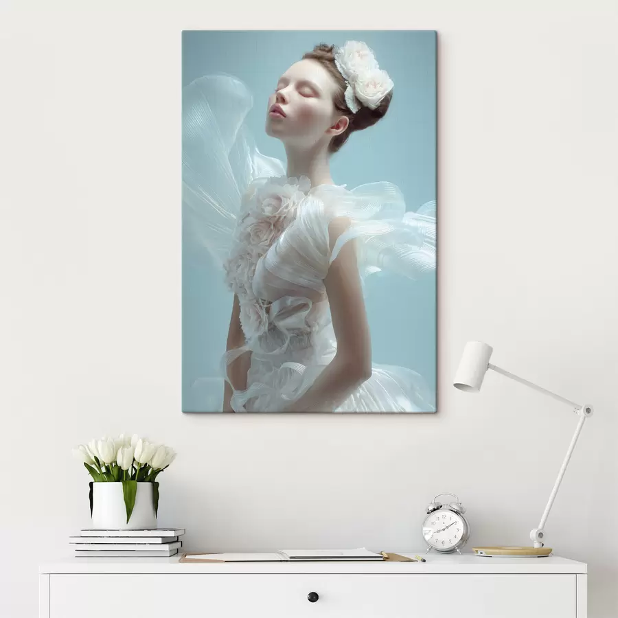 fotótapéta egy finom lány fehér ruhában s48287